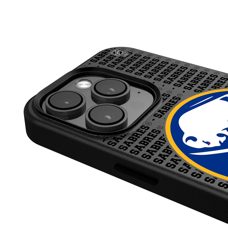 Buffalo Sabres Text Backdrop iPhone MagSafe Compatible Phone Case for Apple iPhone Detail.Jpg