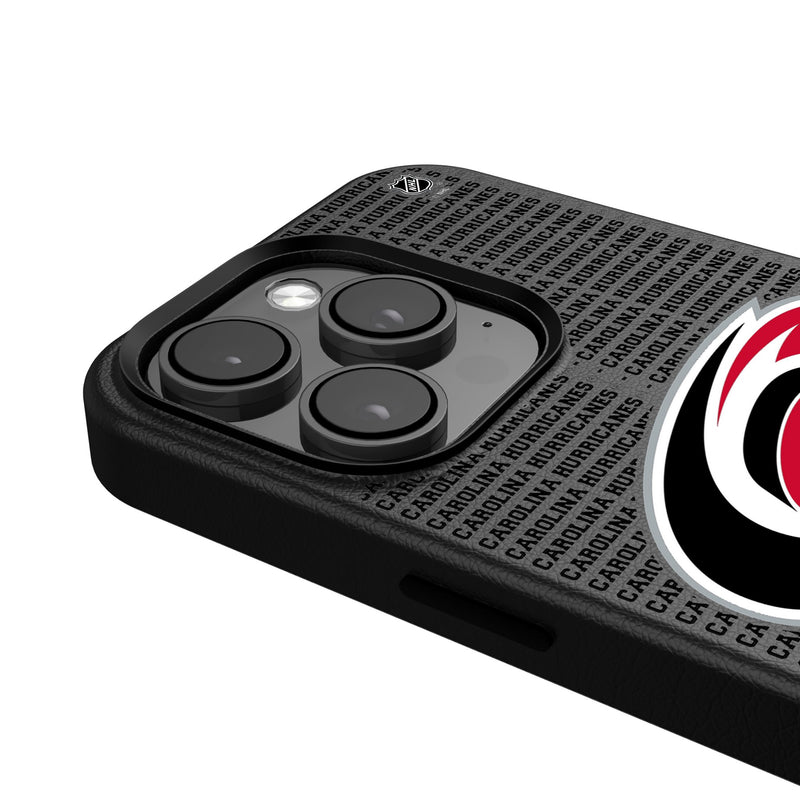 Carolina Hurricanes Text Backdrop iPhone MagSafe Compatible Phone Case for Apple iPhone Detail.Jpg