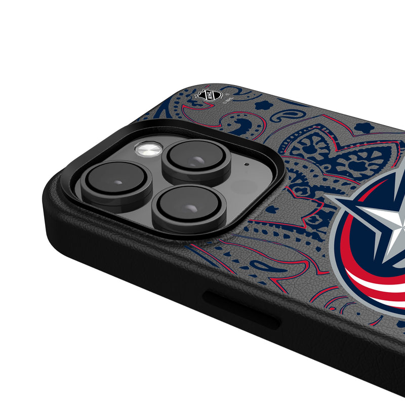 Columbus Blue Jackets Paisley iPhone MagSafe Compatible Phone Case Detail.Jpg