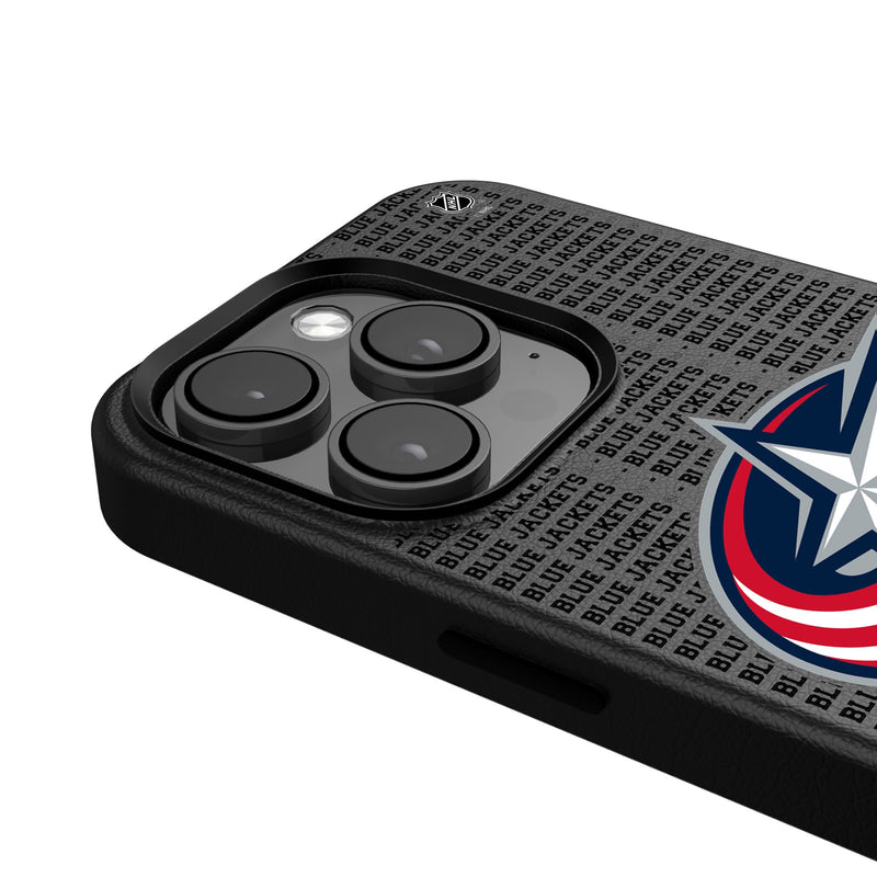 Columbus Blue Jackets Text Backdrop iPhone MagSafe Compatible Phone Case for Apple iPhone Detail.Jpg