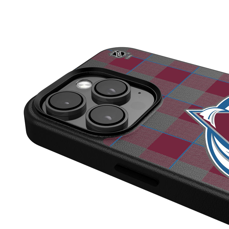 Colorado Avalanche Plaid iPhone MagSafe Compatible Phone Case Detail.Jpg