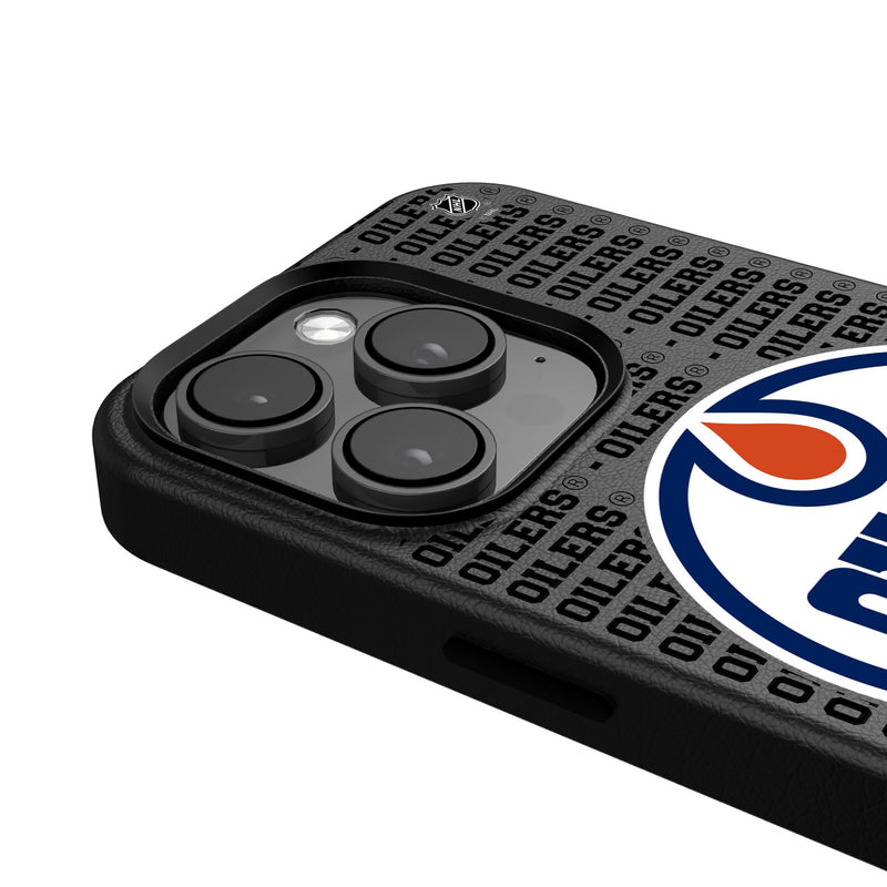Edmonton Oilers Text Backdrop iPhone MagSafe Compatible Phone Case for Apple iPhone Detail.Jpg