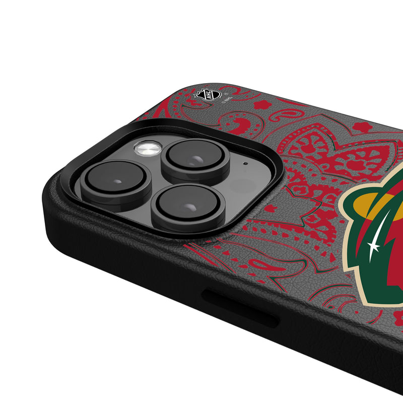 Minnesota Wild Paisley iPhone MagSafe Compatible Phone Case Detail.Jpg