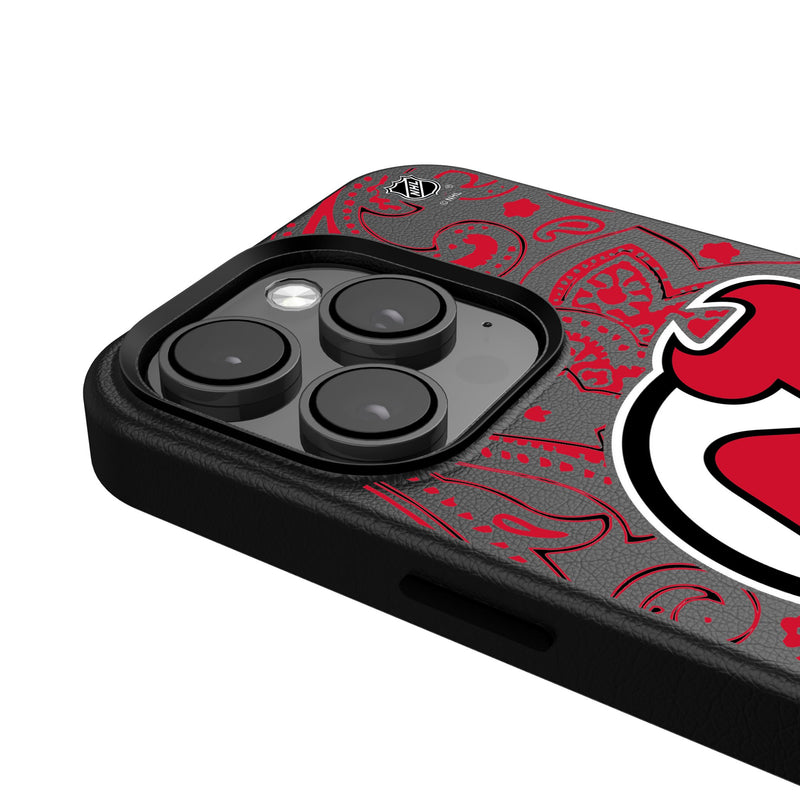 New Jersey Devils Paisley iPhone MagSafe Compatible Phone Case Detail.Jpg