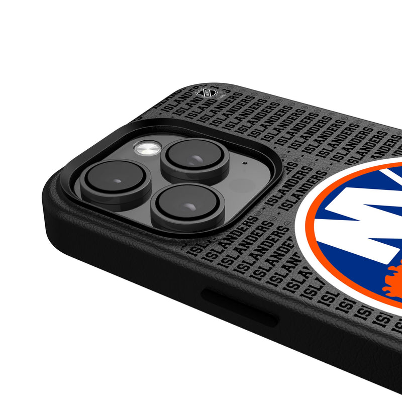 New York Islanders Text Backdrop iPhone MagSafe Compatible Phone Case for Apple iPhone Detail.Jpg