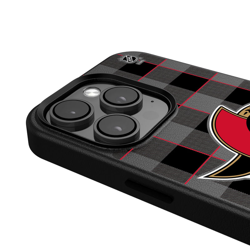 Ottawa Senators Plaid iPhone MagSafe Compatible Phone Case Detail.Jpg