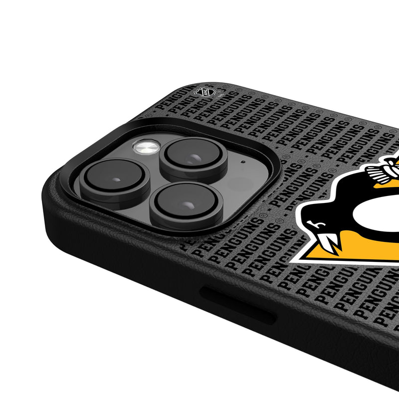 Pittsburgh Penguins Text Backdrop iPhone MagSafe Compatible Phone Case for Apple iPhone Detail.Jpg