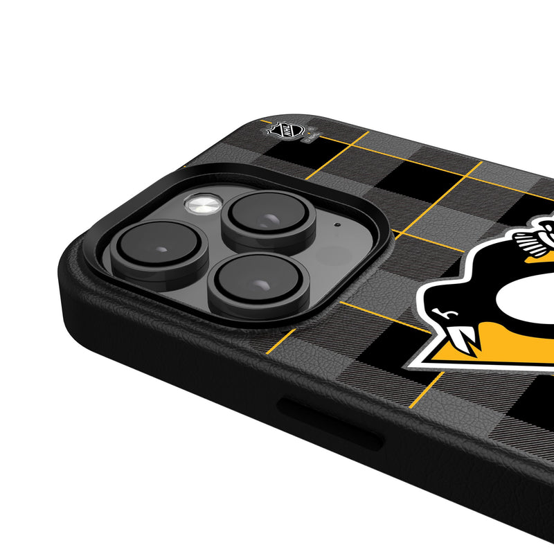 Pittsburgh Penguins Plaid iPhone MagSafe Compatible Phone Case Detail.Jpg