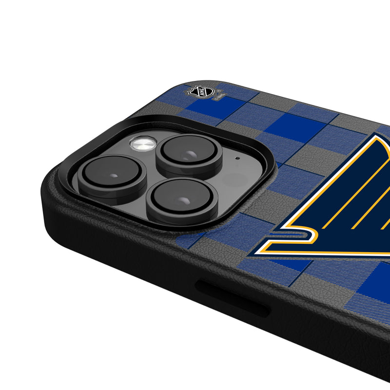 St. Louis Blues Plaid iPhone MagSafe Compatible Phone Case Detail.Jpg