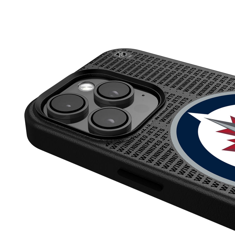 Winnipeg Jets Text Backdrop iPhone MagSafe Compatible Phone Case for Apple iPhone Detail.Jpg