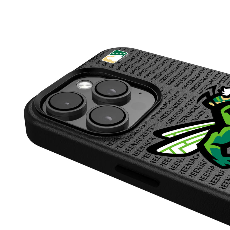 Augusta GreenJackets Text Backdrop iPhone MagSafe Compatible Phone Case Detail.Jpg