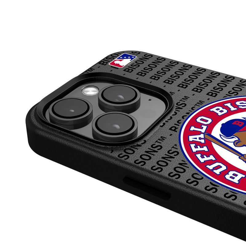 Buffalo Bisons Text Backdrop iPhone MagSafe Compatible Phone Case Detail.Jpg