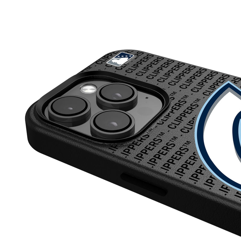 Columbus Clippers Text Backdrop iPhone MagSafe Compatible Phone Case Detail.Jpg