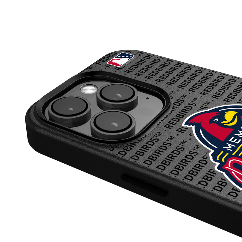 Memphis Redbirds Text Backdrop iPhone MagSafe Compatible Phone Case Detail.Jpg