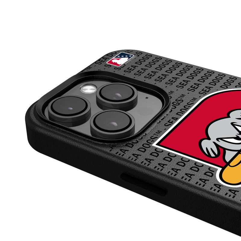 Portland Sea Dogs Text Backdrop iPhone MagSafe Compatible Phone Case Detail.Jpg