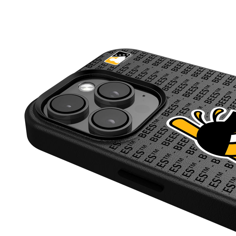 Salt Lake Bees Text Backdrop iPhone MagSafe Compatible Phone Case Detail.Jpg