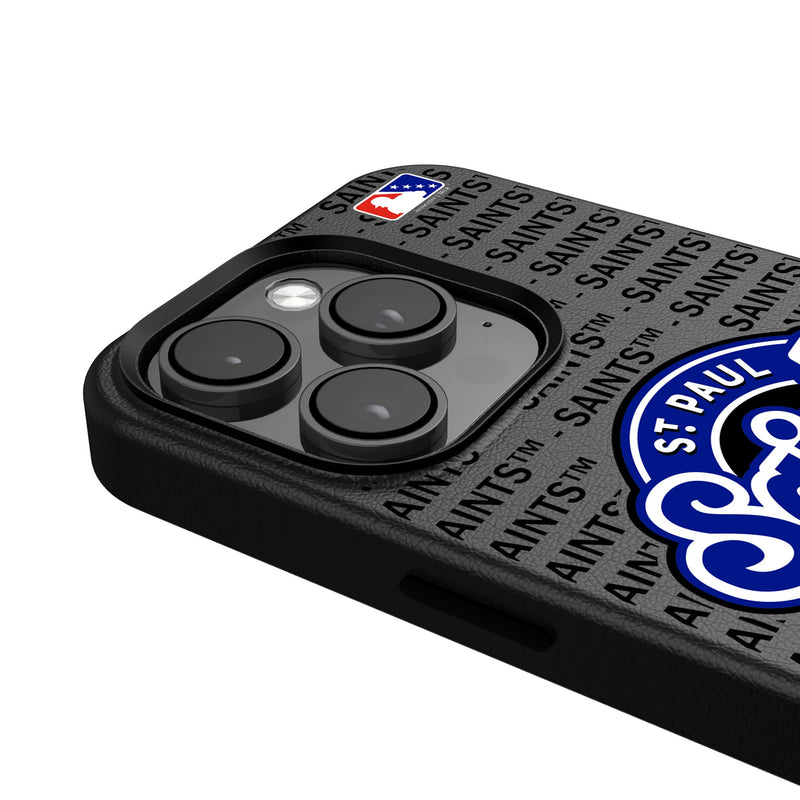 St. Paul Saints Text Backdrop iPhone MagSafe Compatible Phone Case Detail.Jpg