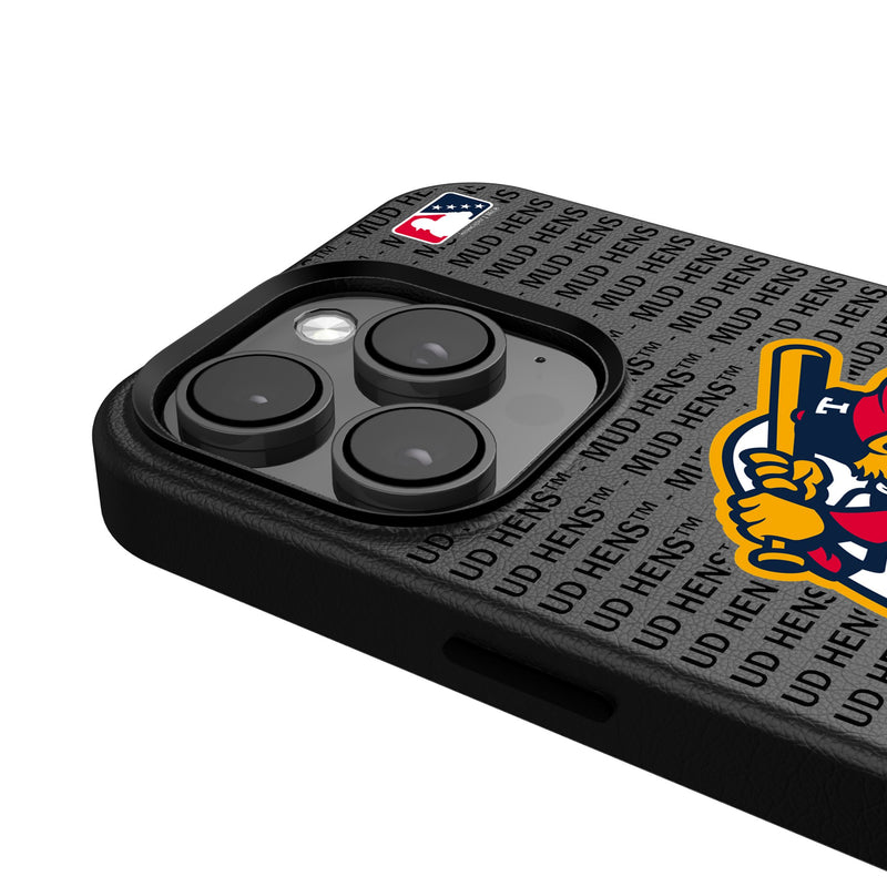 Toledo Mud Hens Text Backdrop iPhone MagSafe Compatible Phone Case Detail.Jpg