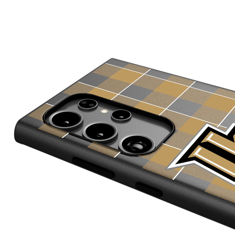 University of Central Florida Golden Knights Plaid Galaxy MagSafe Compatible Phone Case Detail.Jpg