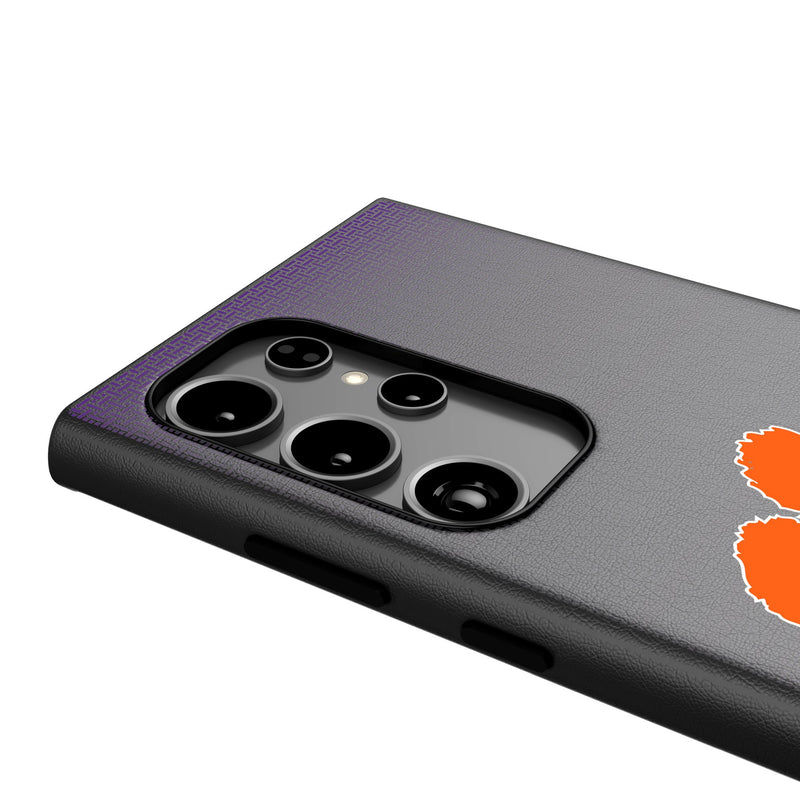 Clemson University Tigers Linen Galaxy MagSafe Compatible Phone Case for Samsung Galaxy Detail.Jpg