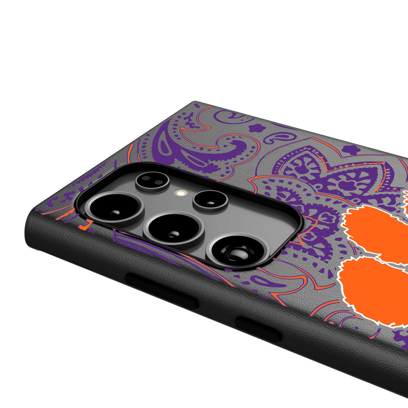 Clemson University Tigers Paisley Galaxy MagSafe Compatible Phone Case Detail.Jpg