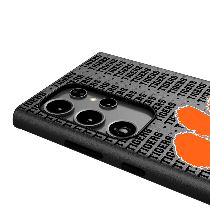 Clemson University Tigers Text Backdrop Galaxy MagSafe Compatible Phone Case Detail.Jpg