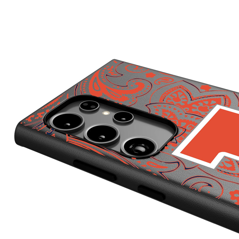 University of Illinois Fighting Illini Paisley Galaxy MagSafe Compatible Phone Case Detail.Jpg