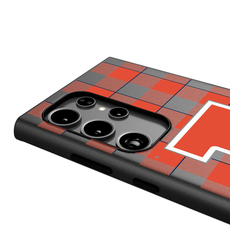 University of Illinois Fighting Illini Plaid Galaxy MagSafe Compatible Phone Case Detail.Jpg