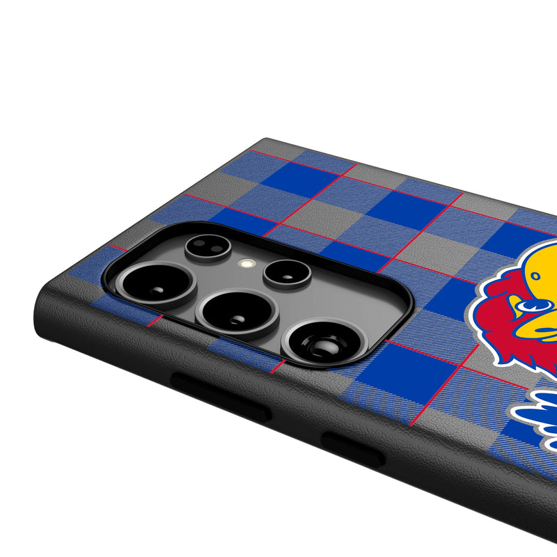 University of Kansas Jayhawks Plaid Galaxy MagSafe Compatible Phone Case Detail.Jpg