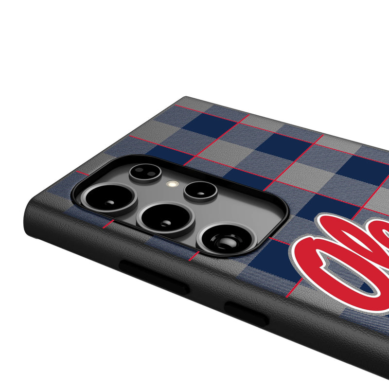 University of Mississippi Rebels Plaid Galaxy MagSafe Compatible Phone Case Detail.Jpg