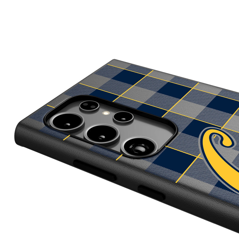 University of California Berkeley Golden Bears Plaid Galaxy MagSafe Compatible Phone Case Detail.Jpg