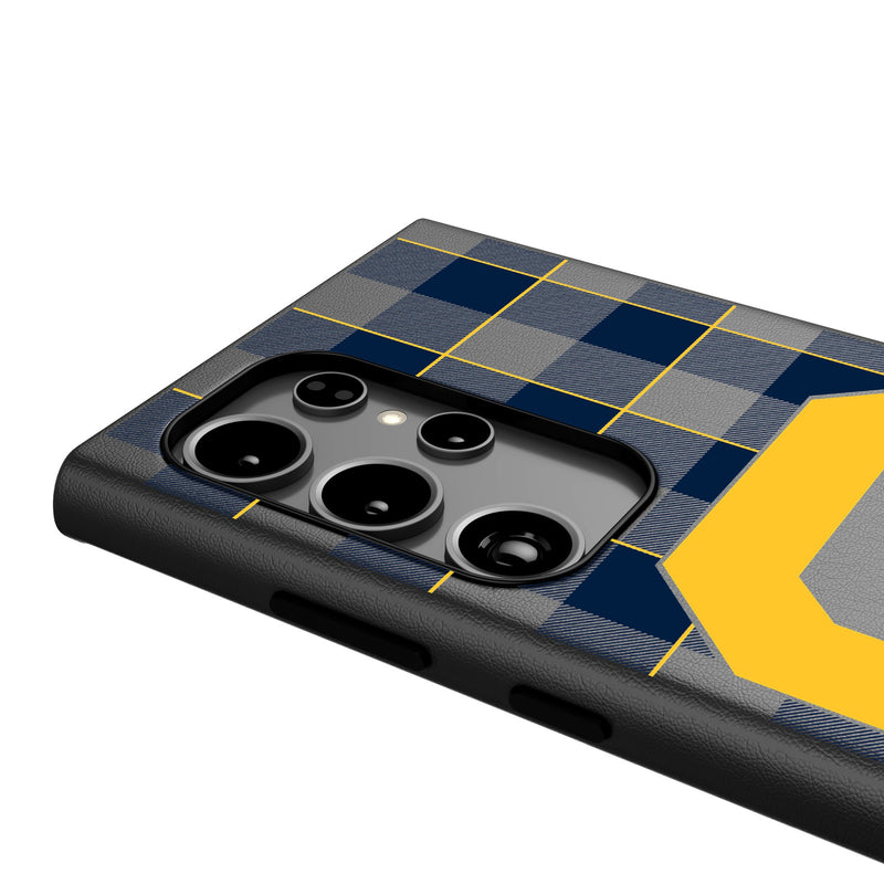 University of California Berkeley Golden Bears Plaid Galaxy MagSafe Compatible Phone Case Detail.Jpg