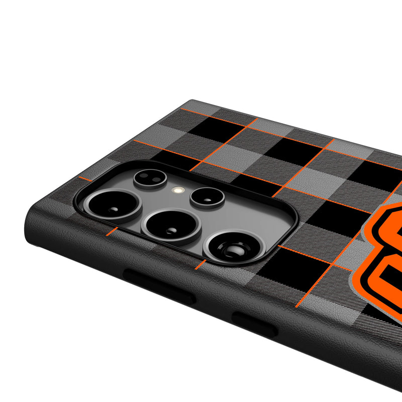 Oklahoma State University Cowboys Plaid Galaxy MagSafe Compatible Phone Case Detail.Jpg