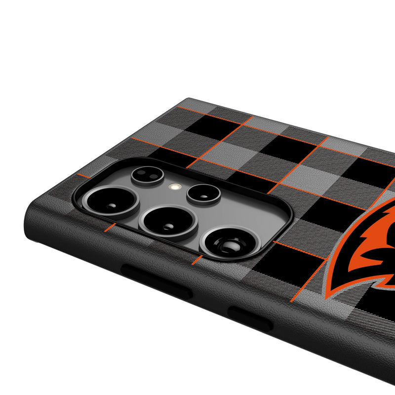 Oregon State University Beavers Plaid Galaxy MagSafe Compatible Phone Case Detail.Jpg