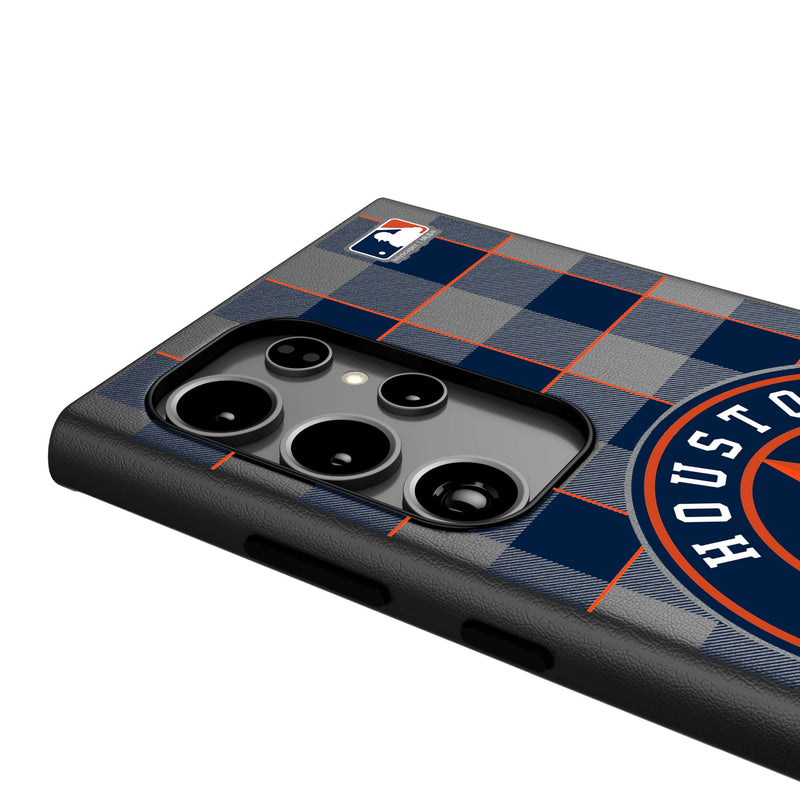 Houston Astros Plaid Galaxy MagSafe Compatible Phone Case Detail.Jpg