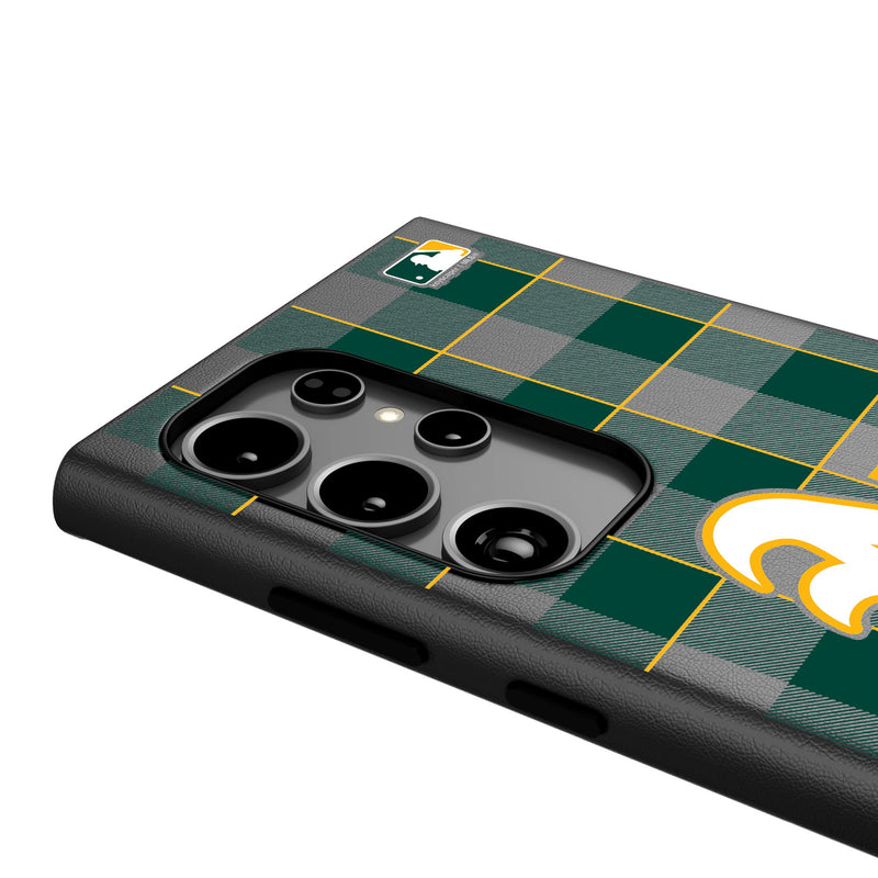 Oakland Athletics Plaid Galaxy MagSafe Compatible Phone Case for Samsung Galaxy Detail.Jpg