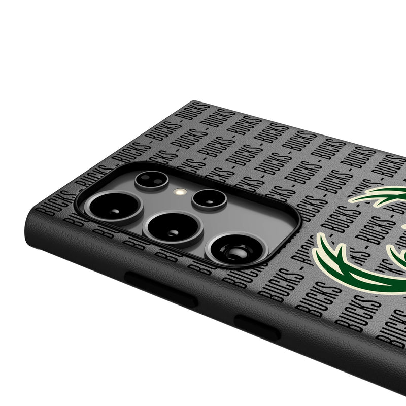 Milwaukee Bucks Text Backdrop Galaxy MagSafe Compatible Phone Case Detail.Jpg