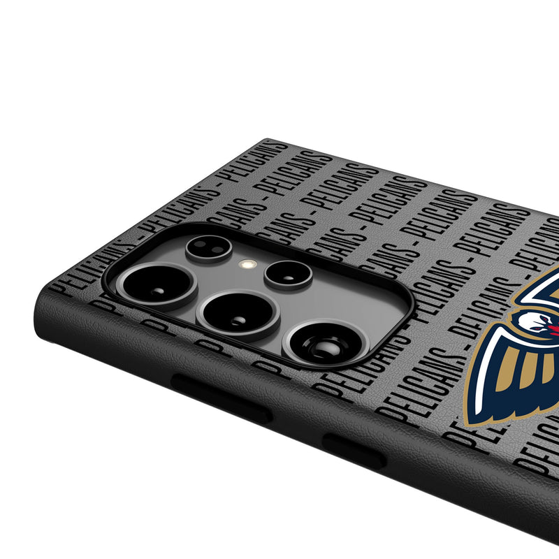 New Orleans Pelicans Text Backdrop Galaxy MagSafe Compatible Phone Case Detail.Jpg