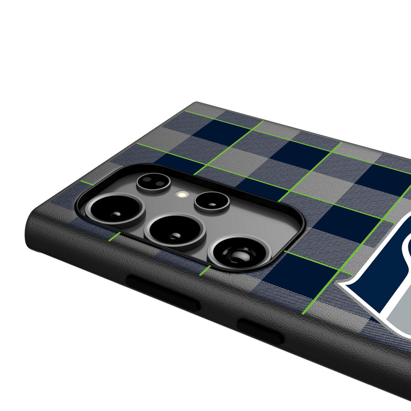 Seattle Seahawks Plaid Galaxy MagSafe Compatible Phone Case Detail.Jpg