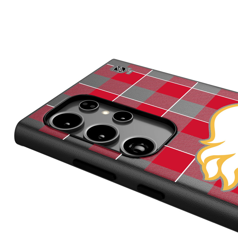 Calgary Flames Plaid Galaxy MagSafe Compatible Phone Case Detail.Jpg