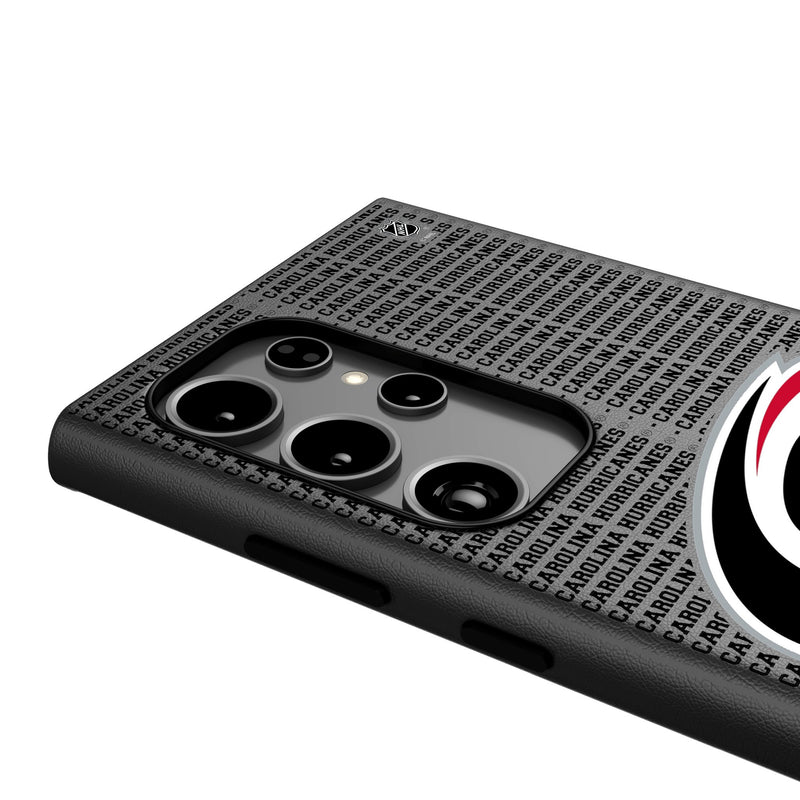 Carolina Hurricanes Text Backdrop Galaxy MagSafe Compatible Phone Case Detail.Jpg