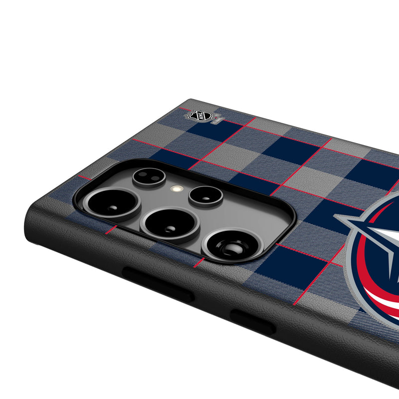 Columbus Blue Jackets Plaid Galaxy MagSafe Compatible Phone Case Detail.Jpg