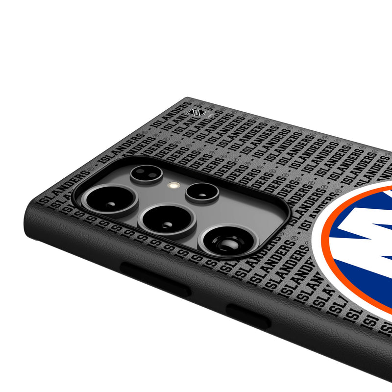 New York Islanders Text Backdrop Galaxy MagSafe Compatible Phone Case Detail.Jpg