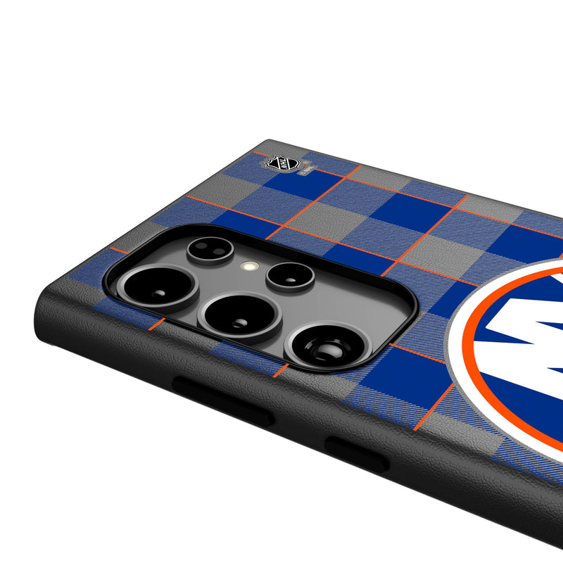 New York Islanders Plaid Galaxy MagSafe Compatible Phone Case Detail.Jpg