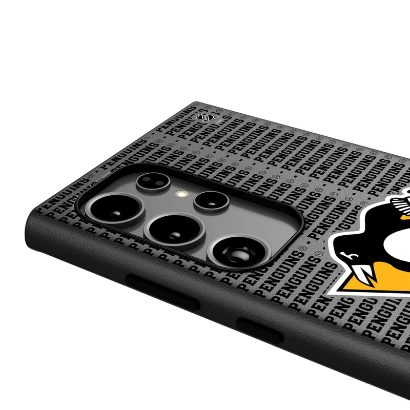 Pittsburgh Penguins Text Backdrop Galaxy MagSafe Compatible Phone Case Detail.Jpg