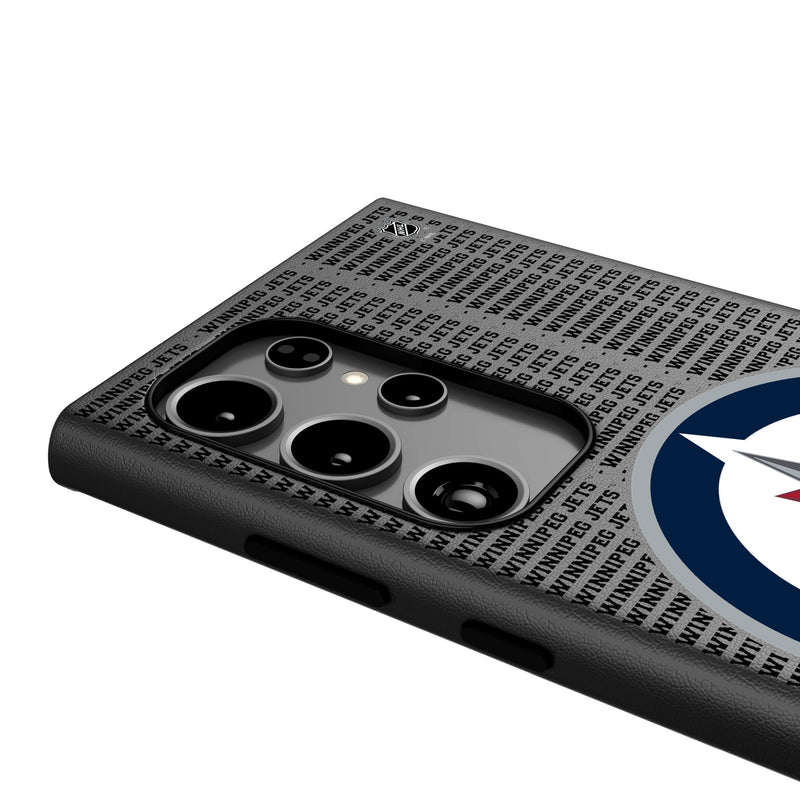 Winnipeg Jets Text Backdrop Galaxy MagSafe Compatible Phone Case Detail.Jpg