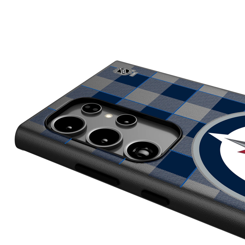 Winnipeg Jets Plaid Galaxy MagSafe Compatible Phone Case Detail.Jpg