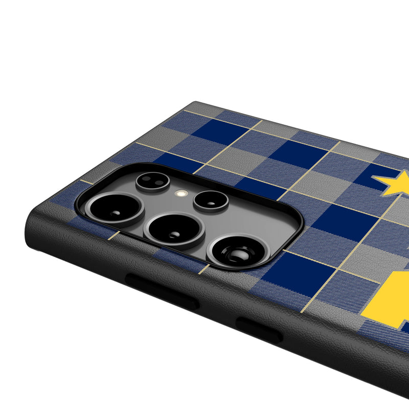 United State Naval Academy Midshipmen Plaid Galaxy MagSafe Compatible Phone Case Detail.Jpg