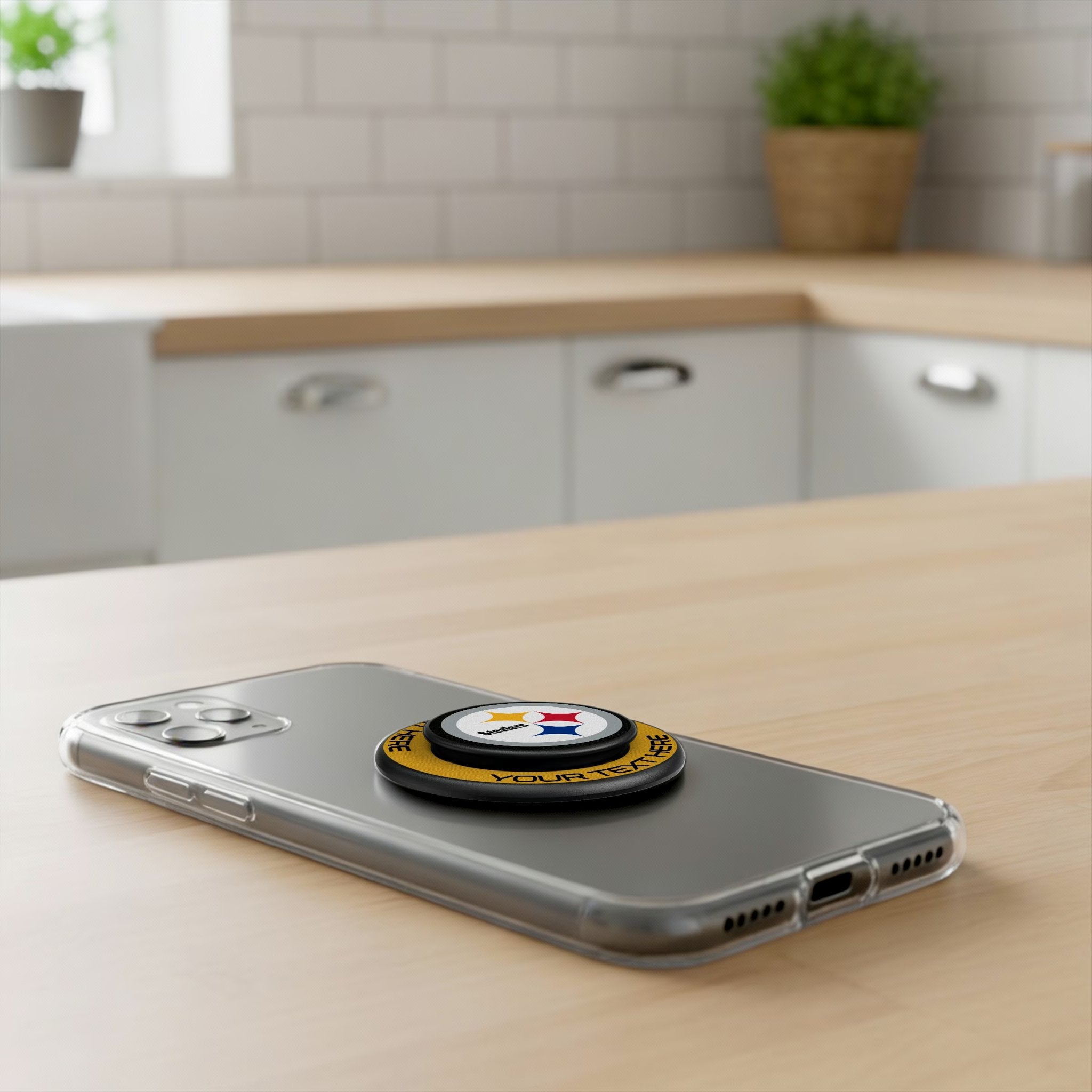 Pittsburgh Steelers Personalized Endzone Solid Popsockets Round Magnetic Lifestyle.Jpg