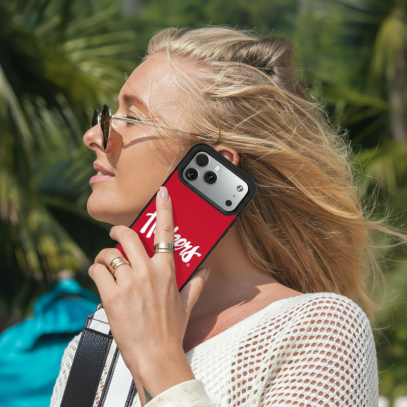 University of Nebraska Huskers Personalized Stripe iPhone Bump Phone Case for Apple iPhone Lifestyle.Jpg